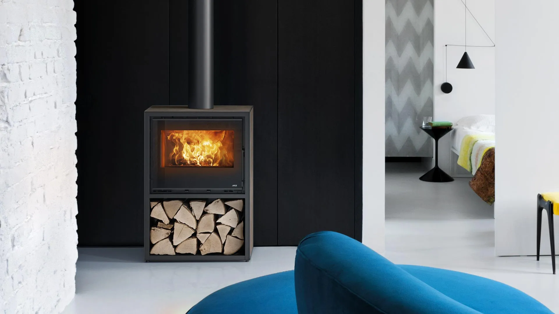 stufe a pellet di design moderno