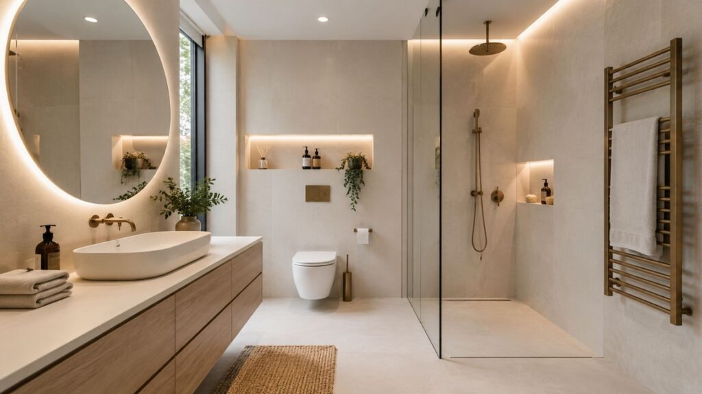 bagno beige e bianco